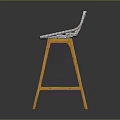 Modern Woven Light Colored Bar Stool With Yellow Wooden Legs And Simple Design