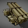 Old Worn Sandy Beige Military Truck With Multi Wheel Launcher System