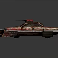 Rusty Modified Armored Vehicle With Front Spikes And Roof Equipment