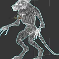 Purple Monster Creature With Sharp Fangs Long Tail And Claws In Dark Background