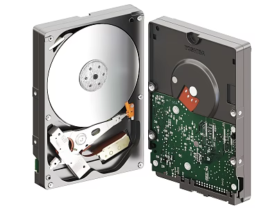 Computer Hard Drive Showing Internal Structure And Circuit Board Components 3d model