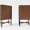 Two Wooden Wine Cabinets With Lattice Front Design And Sturdy Cross Legs