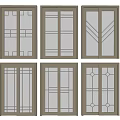 Sliding Doors With Various Grid Patterns And Different Interior Design Styles 3d model