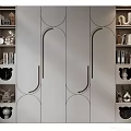 Modern Wardrobe With Curved Handles And Open Shelves For Decorative Items