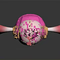 Pink Robot Character With Twin Pigtails Gold Accents And Blue Goggles