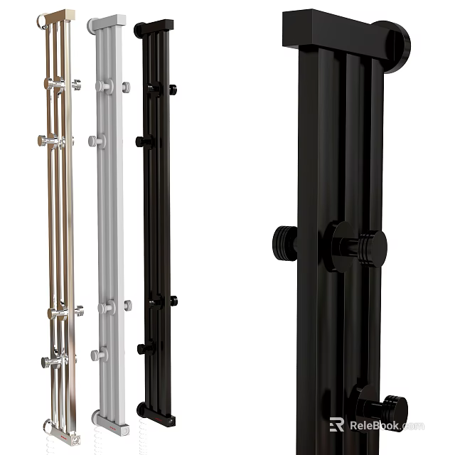 Black Silver Gold Metal Rods With Connector Parts And Color Options 3d model 