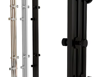Black Silver Gold Metal Rods With Connector Parts And Color Options 3d model