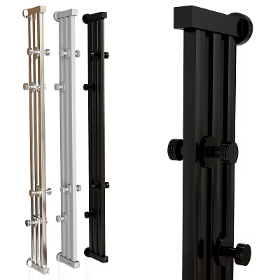 Black Silver Gold Metal Rods With Connector Parts And Color Options 3d model