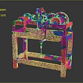 Industrial Mechanical Equipment With Wooden Base Metal Gears And Lever Mechanism