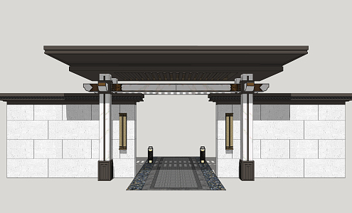 New Chinese Style Gate 3d model