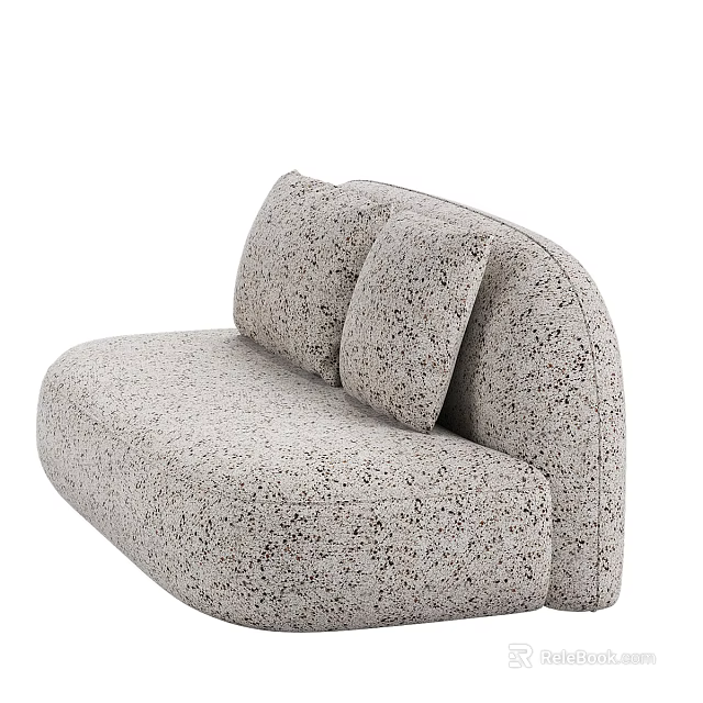 Modern Light Gray Two Seater Sofa With Curved Design And Speckled Texture 3d model 