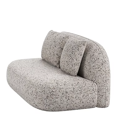 Modern Light Gray Two Seater Sofa With Curved Design And Speckled Texture 3d model