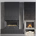 Modern And Traditional Fireplace Designs With Black Marble Flames And Wood Logs