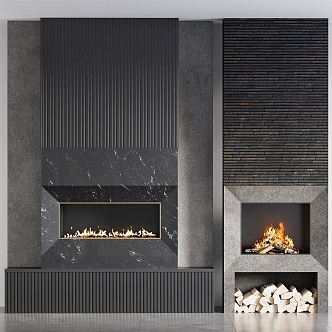 modern fireplace marble fireplace firewood 3d model