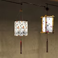 Traditional Chinese Hanging Lanterns with Bamboo Frame Floral Patterns and Shadow Effects