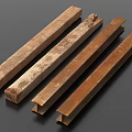 Rustic Wood and Stone Long Strips with Natural Texture and Solid Structure 3d model