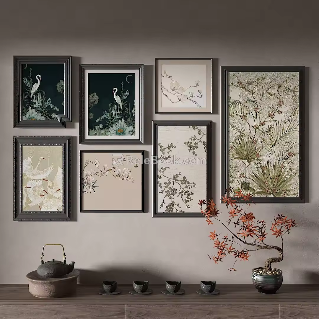 New Chinese Style Middle Ancient Style Decorative Painting 3d model