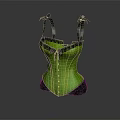 Green Corset With Black Lace Trim And Bow Accents Fashion Design