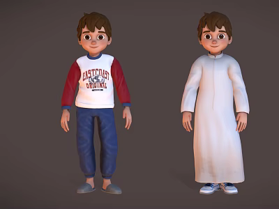 foreign boys children pupils 3d model