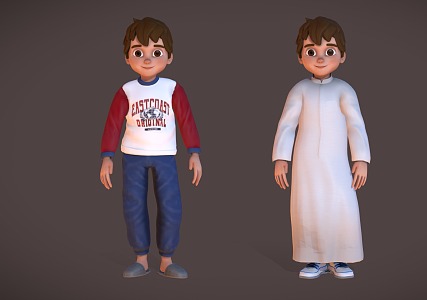 foreign boys children pupils 3d model