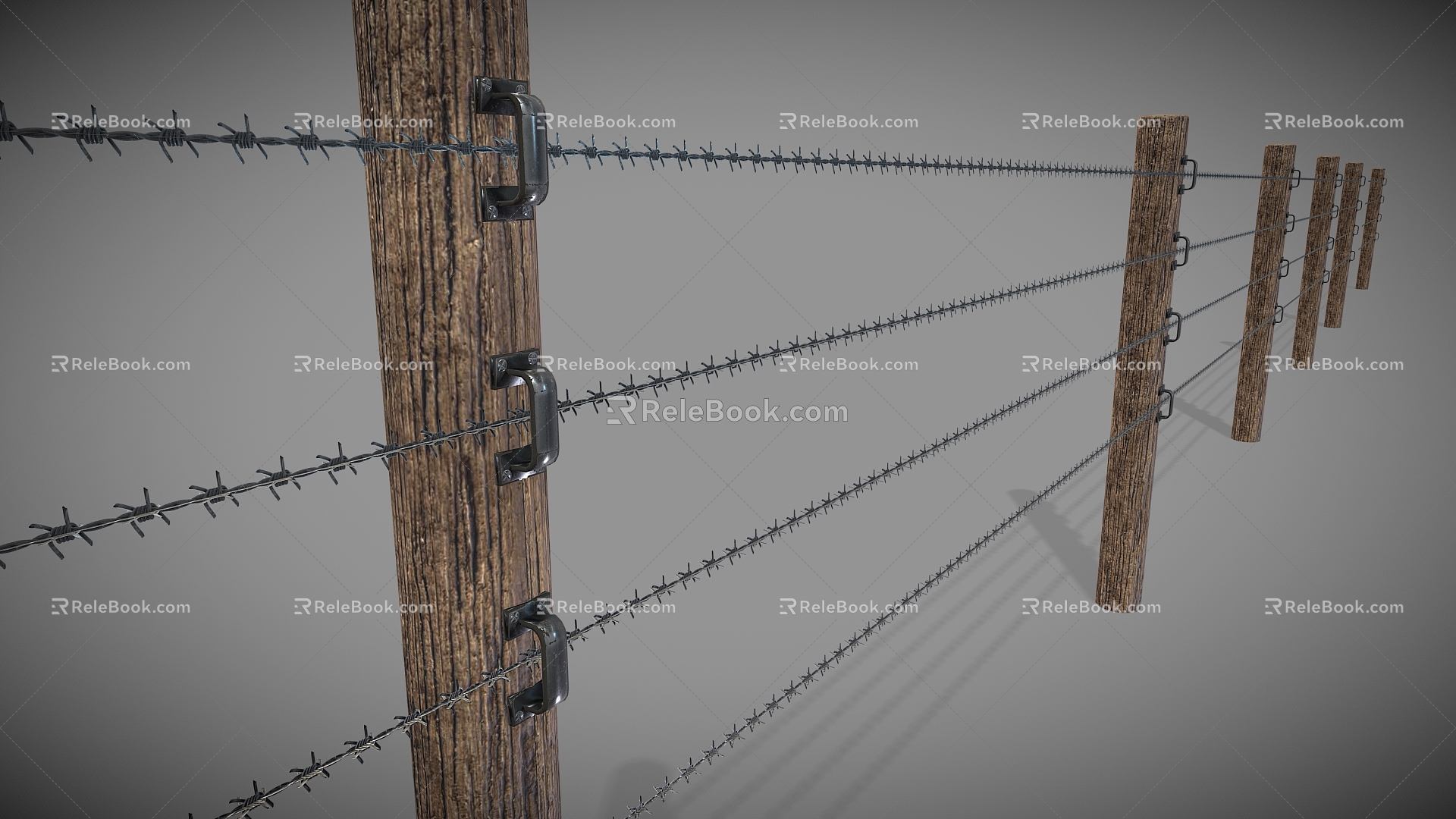 Barbed Wire Railing Iron Fence Iron Railing Fence Fence 3d model