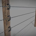 Barbed Wire Railing Iron Fence Iron Railing Fence 3d model