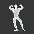 Shirtless Muscular Man Flexing Muscles With Well Defined Physique In Bodybuilding Pose Against Dark Background