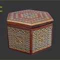 Decorative Ornament Set with Hexagonal Red Yellow Carved Geometric Pattern Box 3d model