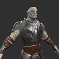 Mythical Warrior Game Movie Character With Silver Armor Fur Details And Red Tattoos