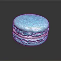 Vibrant Blue Macaron With Smooth Shell And White Cream Filling On Black Background