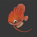Cartoon Orange Fish Character With Red Stripes Big Eyes And Long Tail