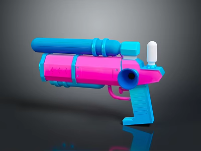 Vibrant Pink And Blue Toy Weapon With Playful Design Barrel And Grip Structure 3d model