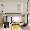 Modern Duplex Living Room With Large Windows Spacious Layout And Cozy Sofas