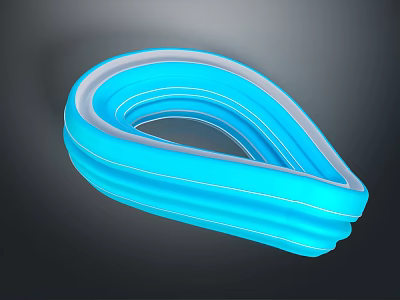 Cartoon Scene With Blue Glossy Curved Layered Structure And Shiny Elements 3d model