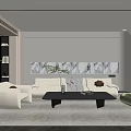 Simple Living Room Balcony Cabinet Sofa Combination Coffee Table Sofa Background Wall 3d model