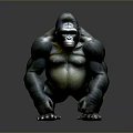 Realistic Gorilla 3D Model Sculpture With Detailed Fur And Muscular Body