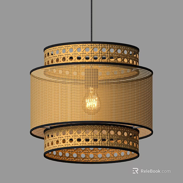 Modern Golden Multi Layer Chandelier With Perforated Rim And Mesh Shade 3d model 