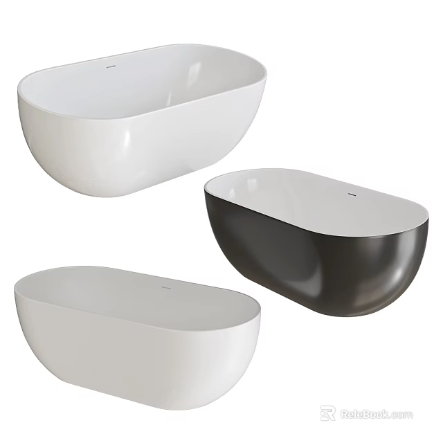 Stylish Bathtubs With Different Shapes And Finishes 3d model 