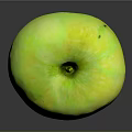 Ripe Green Apple With Glossy Surface Isolated On Black Background