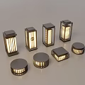 Outdoor Lights Featuring Various Grid Design Black Metal Frames And Warm LED Glow