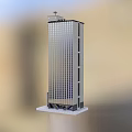 Modern Commercial Complex High Rise Building With Glass Curtain Wall And Ground Floor Entrance