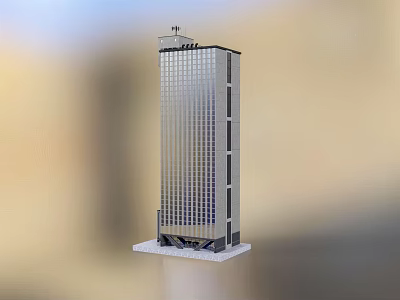Modern Commercial Complex High Rise Building With Glass Curtain Wall And Ground Floor Entrance 3d model