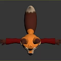 Cute Fox Game And Movie Character With Orange Ears Big Eyes Red Hoodie And Blue Shorts Standing