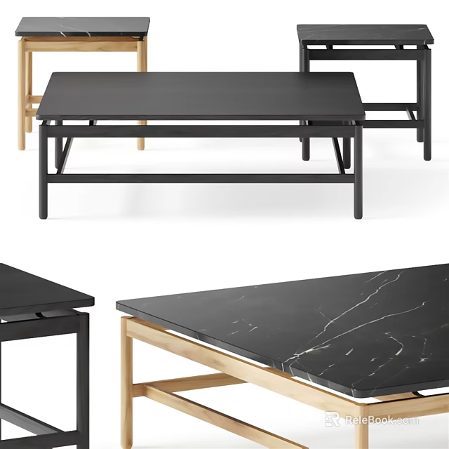 Modern Public Chair Designs With Black Metal Frames And Wooden Accents 3d model 
