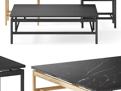 Modern Public Chair Designs With Black Metal Frames And Wooden Accents 3d model