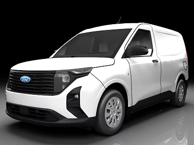 White Ford Cargo Van With Modern Front Grille And Commercial Design 3d model