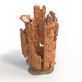 Rock Cliff Scene Component With Rocky Texture Platform Ladder And Small Structures