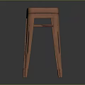 Copper Metal Stool With Four Legs And Smooth Seat Design 3d model