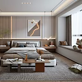 Modern Bedroom Interior Design With Comfortable Bed Nightstands Wall Art Window Curtains And Area Rug