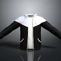 Black And White Hooded Jacket With Zipper Pockets And Casual Daily Wear Design